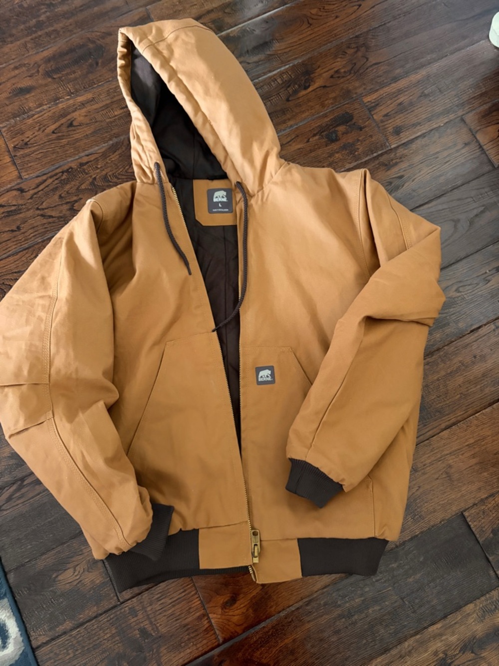 Heritage Duck Hooded Active Work Jacket Berne Sz L Men’s- like new